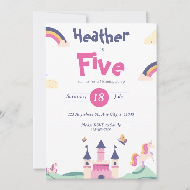 Einladung - Thema Princess - Benennung anpassen (Vorderseite)