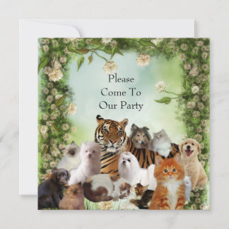 Einladung Tiger Hunde Katzen Party