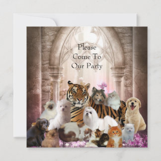 Einladung Tiger Hunde Katzen Party