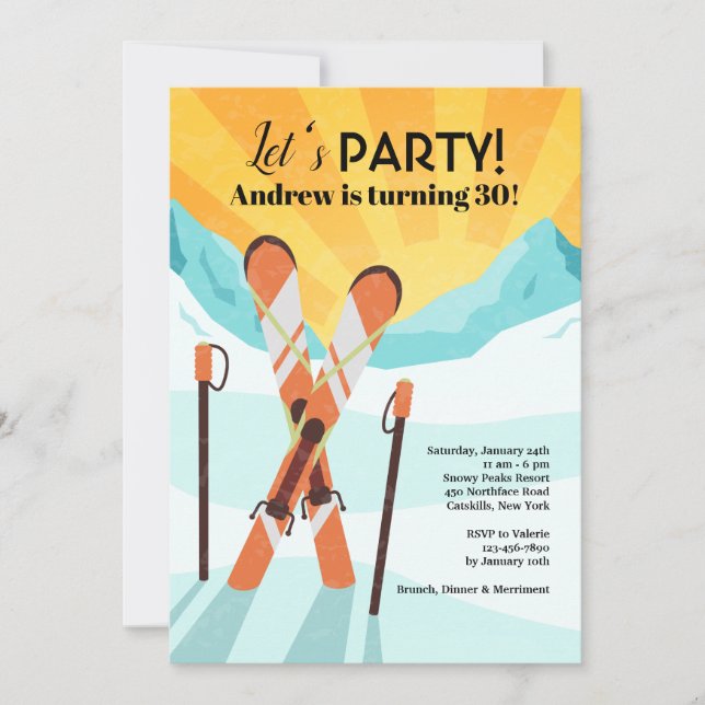 Einladung über Skis (Vorderseite)