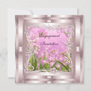 Einladung Verlobung Pink Art Deco Floral