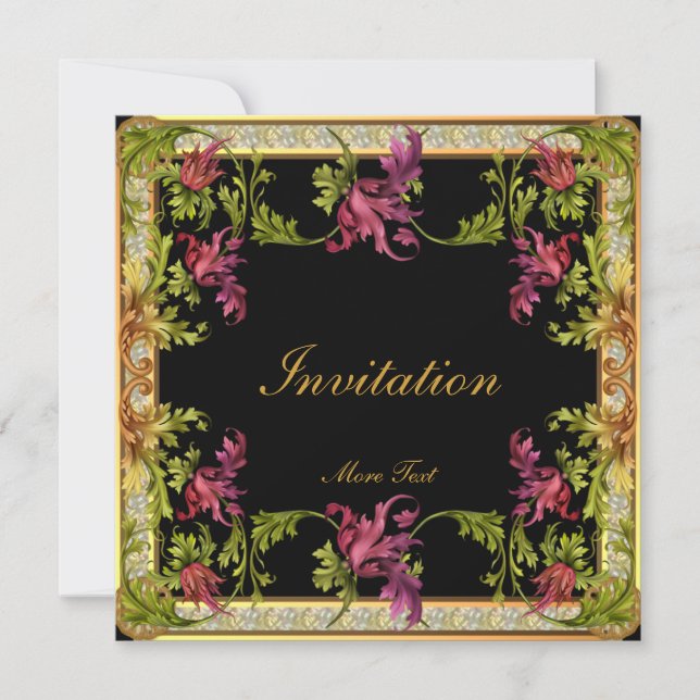 Einladung Vintager Viktorianischer Blumenrahmen (Vorderseite)