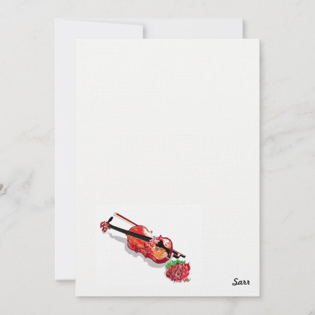 Einladung Violine mit Rose (Vorderseite)