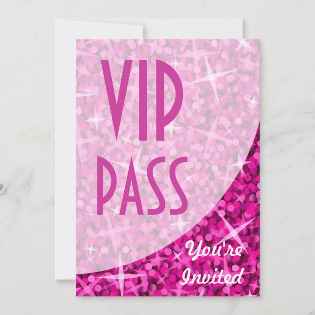 Einladung "VIP Pass" für Glitz Pink (Vorderseite)
