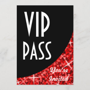 Einladung "VIP Pass", Glitz Rote Kurve