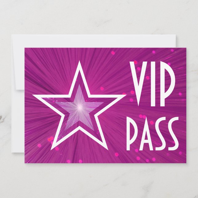 Einladung "VIP PASS" in Rosa (Vorderseite)