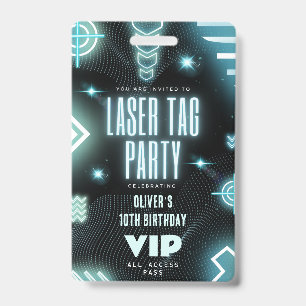 Einladung VIP zum Geburtstag eines Lasertags Ausweis