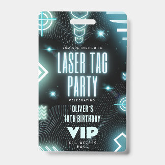 Einladung VIP zum Geburtstag eines Lasertags Ausweis