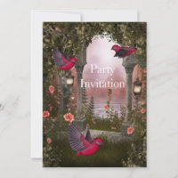 Einladung Vögel freies Party Einladung Rotes Rosa 