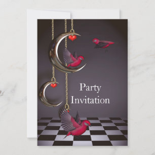 Einladung Vögel Kostenlose Party-Einladung Rot Pin