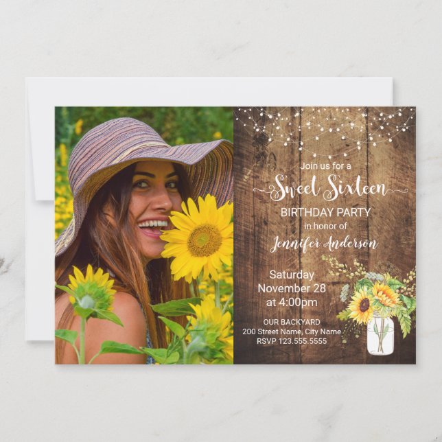 Einladung von 16 . Geburtstag zum Geburtstag (Vorderseite)