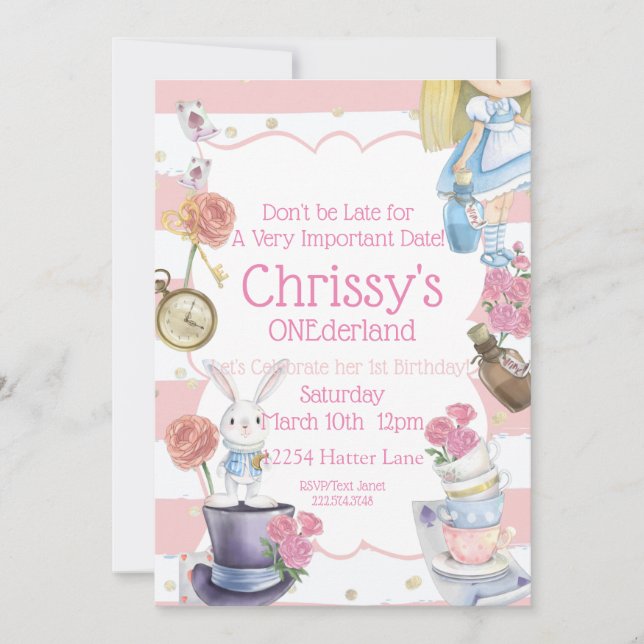 Einladung von Alice in ONEderland (Vorderseite)