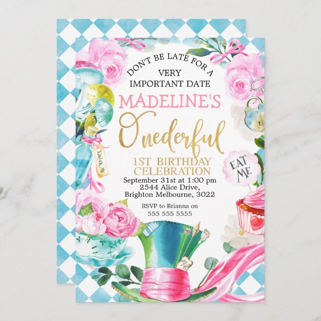 Einladung von Alice Onederful 1. (Vorne/Hinten)