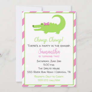 Einladung von Alligator zum Geburtstag für Mädchen