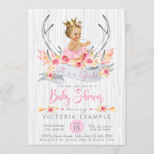 Einladung von Antler Boho Princess Tribal Baby Sho