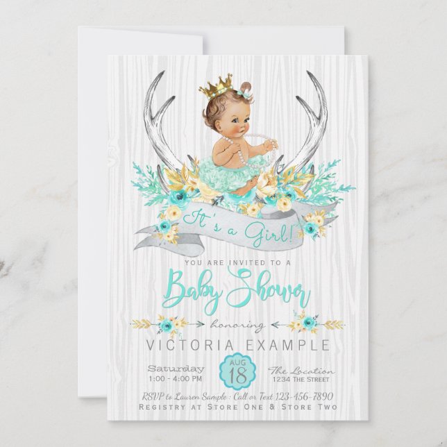Einladung von Antler Boho Princess Tribal Baby Sho (Vorderseite)