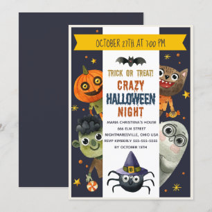 Einladung von Aquarellmonstern Halloween-Party