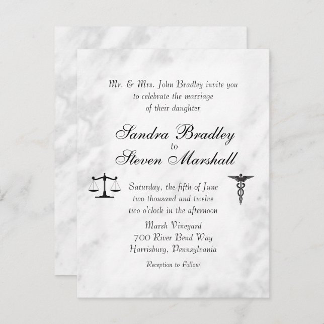 Einladung von Ärzten und Anwälten zur Hochzeit (Vorne/Hinten)