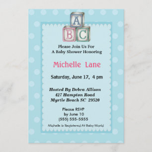 Einladung von Baby Blocks Boy Shower