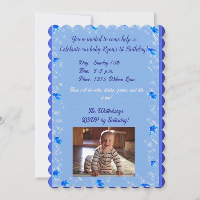 Einladung von Baby Boy zum Geburtstag (Vorderseite)