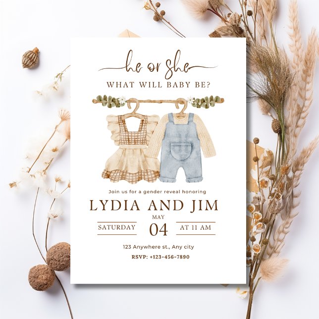 Einladung von Baby Clothes Gender, Boho Baby (Von Creator hochgeladen)