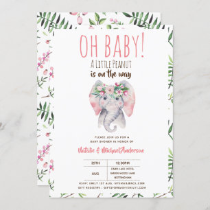 Einladung von Baby Elephant Dusche, Boho Floral