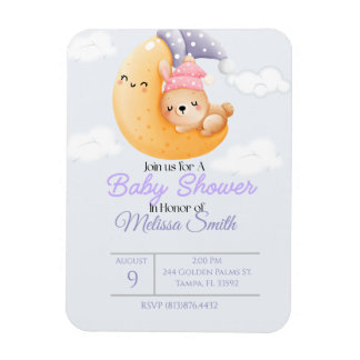 Einladung von Baby Rabbit und der Mond-Babydusche Magnet