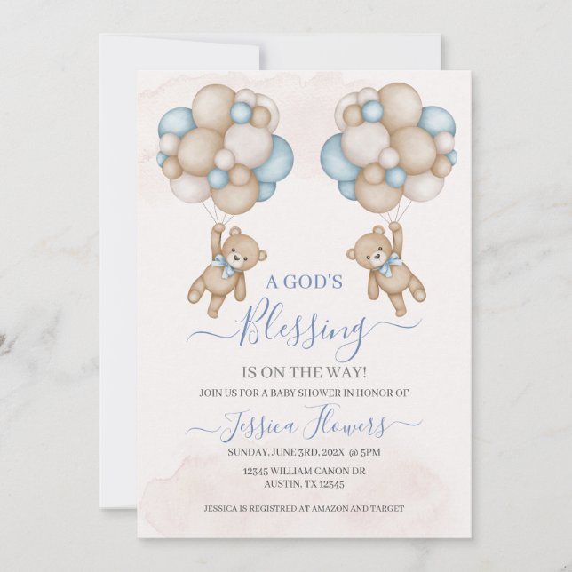 Einladung von Baby Shower Boy (Vorderseite)