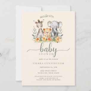 Einladung von Baby Zoo Animal Baby Shower