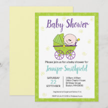Einladung von Babydusche mit Babytragen