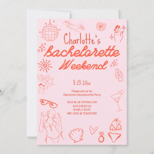 Einladung von Bachelorette Doodle Beach Party