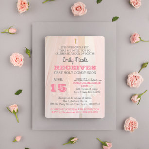 Einladung von Ballerina Pink Erste Heilige Kommuni