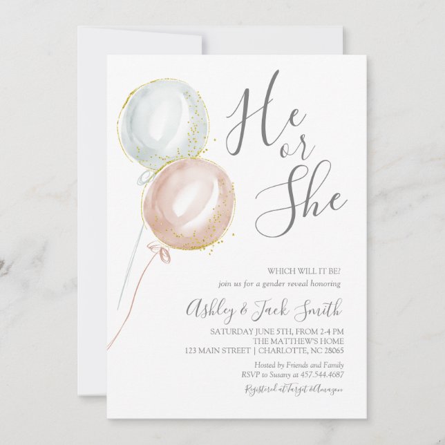 Einladung von Ballon Gender (Vorderseite)