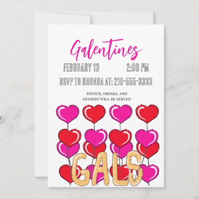 Einladung von Balloon Galentine (Vorderseite)