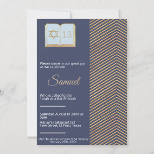 Einladung von Bar mitzvah: Blau und Gold