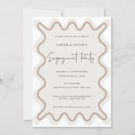 Einladung von Beige White Border Engagement Party