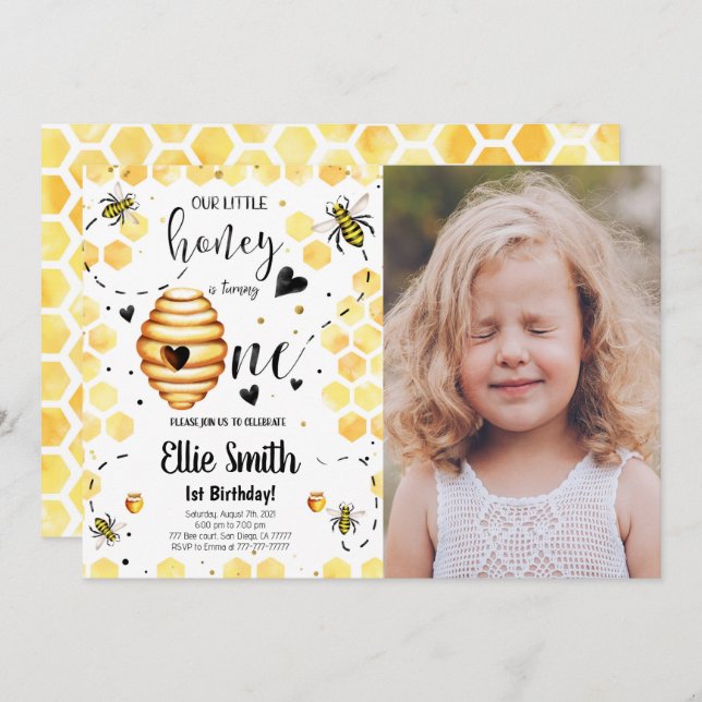 Einladung von Bienen Foto (Vorne/Hinten)