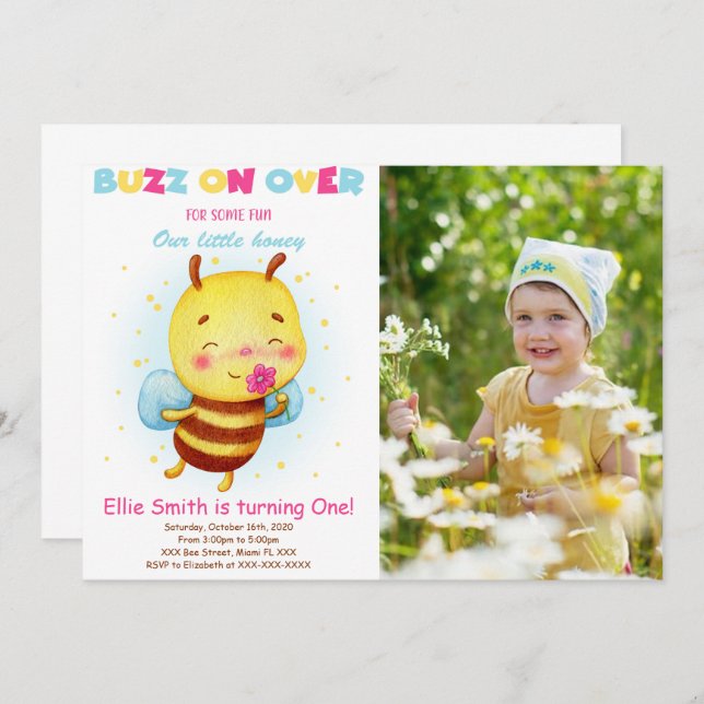 Einladung von Bienen Foto (Vorne/Hinten)