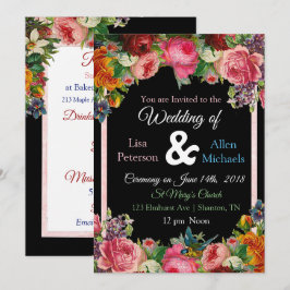 Einladung von Bird Floral Wedding Rose Burgund