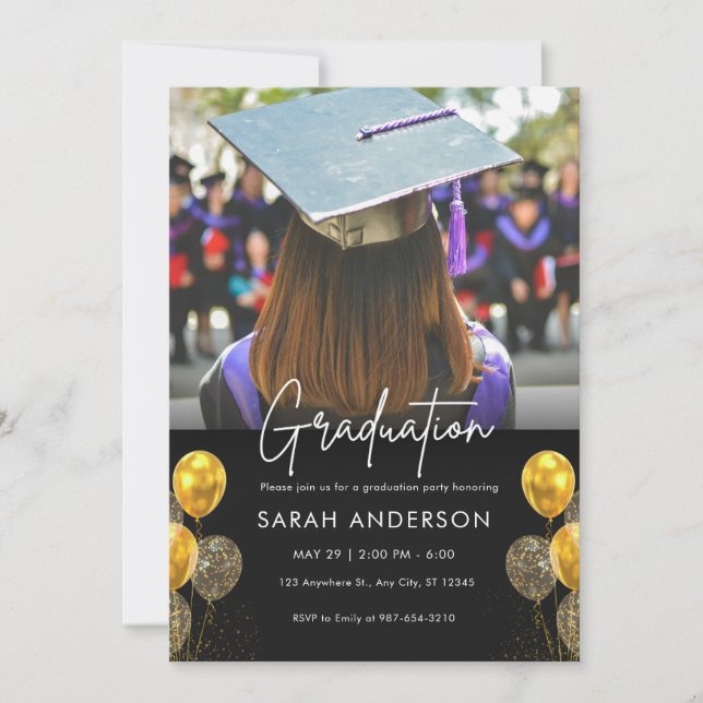 Einladung von Black and Gold Abschluss (Vorderseite)