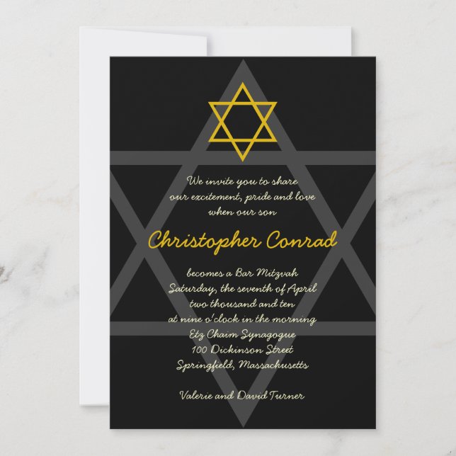 Einladung von Black and Gold Bar Mitzvah (Vorderseite)