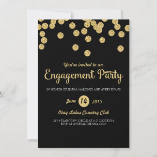 Einladung von Black and Gold Glitzer