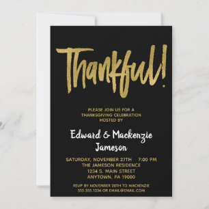 Einladung von Black Gold Script-Erntedank