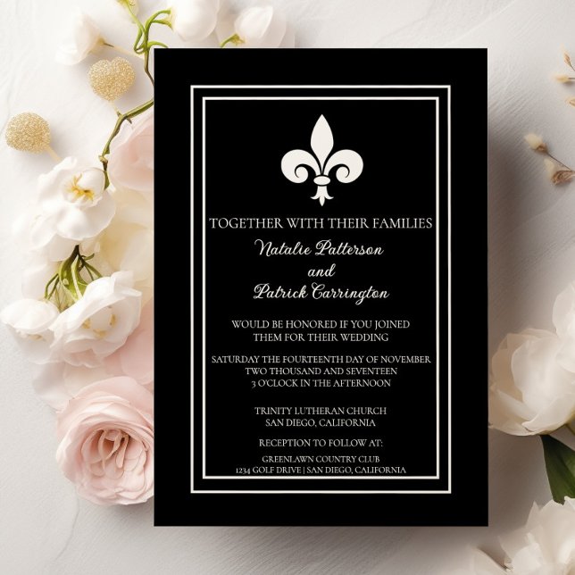 Einladung von Black Lilie Hochzeit (Black Fleur de Lis Wedding Invitation)