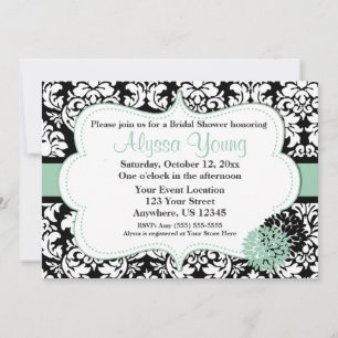 Einladung von Black Mint Damask