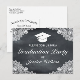 Einladung von Blackboard & White Lace Abschluss Postkarte