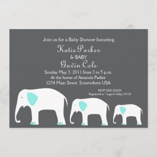 Einladung von Blue & Gray Mother und Baby Elephant