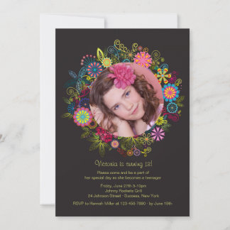 Einladung von Blumenrahmen-Foto