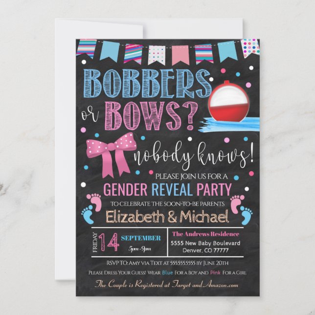Einladung von Bobbers oder Bows Gender (Vorderseite)
