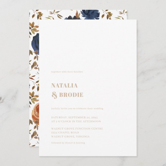 Einladung von Boho Beige und Floral Wedding (Vorne/Hinten)